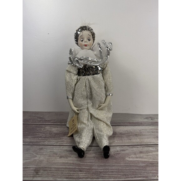 Vintage Capodimonte Deza Porcella Doll Jester Clown 16” Italy w/ Display - Picture 1 of 14